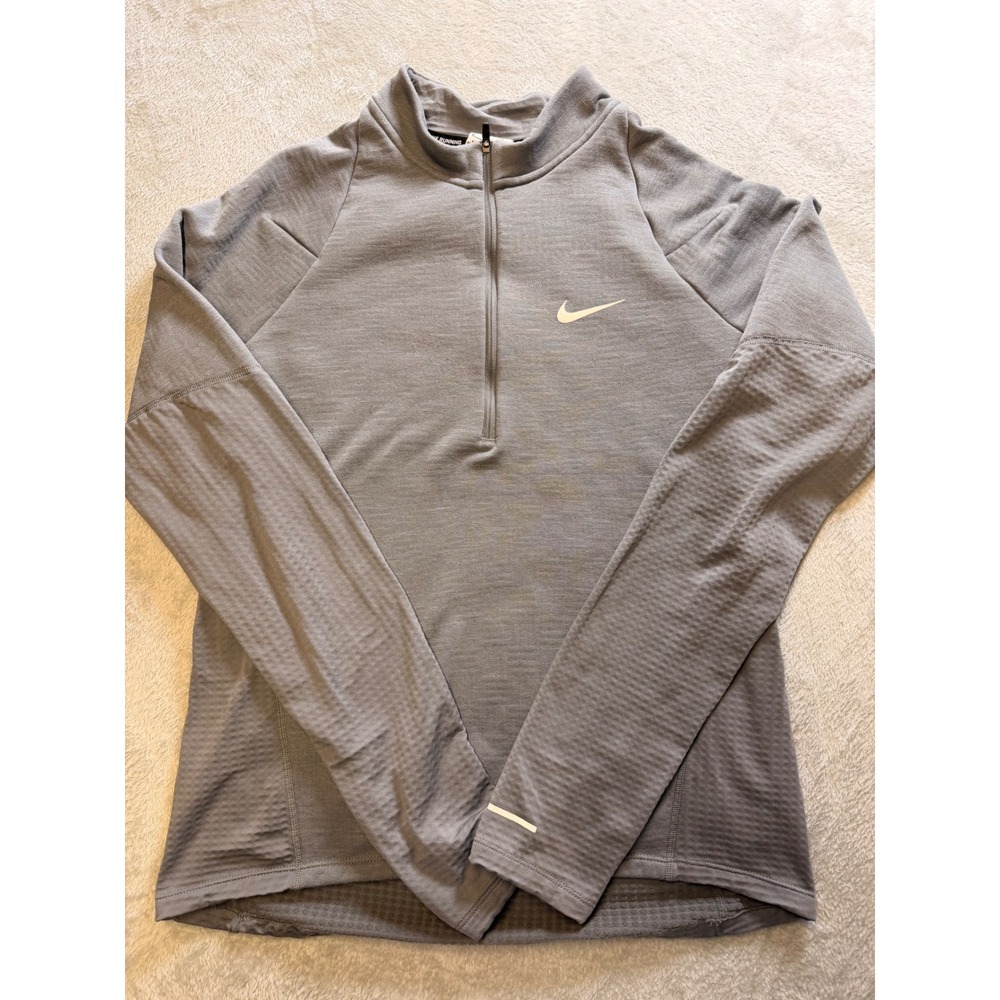 Nike Running Mens Medium Gray Therma-FIT Quarter Zip Pullover